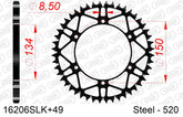 Corona AFAM 16206SLK+49 in acciaio passo 520 KAWASAKI KX 250 F 2011  -2012